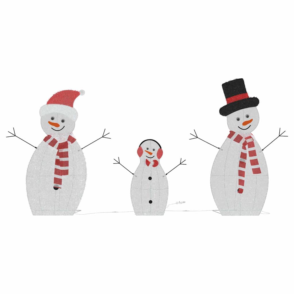 Familia de Muñecos de Nieve Iluminados 3 pcs Cálido Poliéster