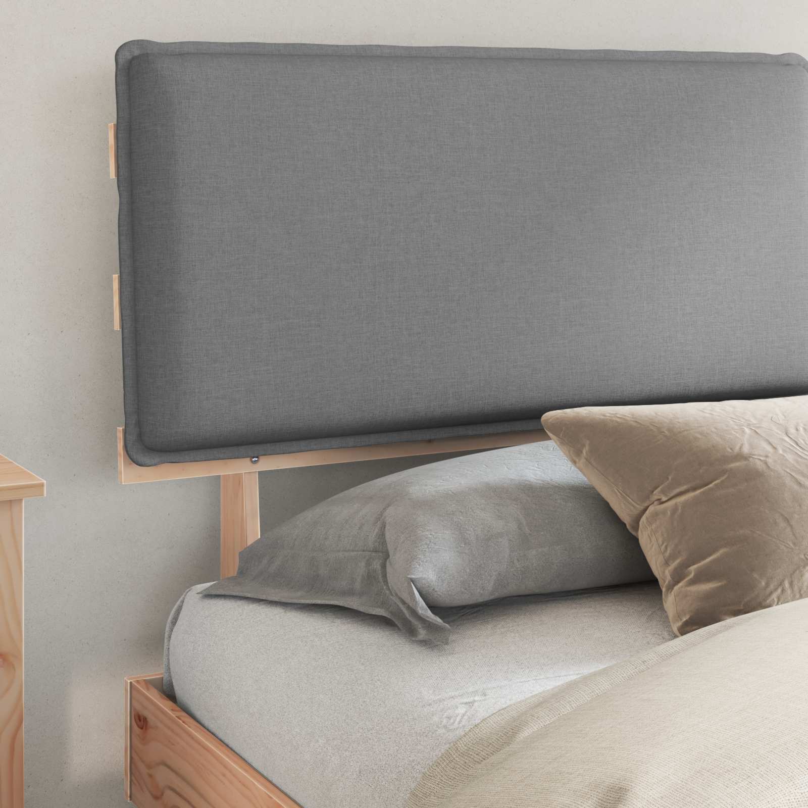 Estructura de Cama con Cabecera Tapizada Gris Claro