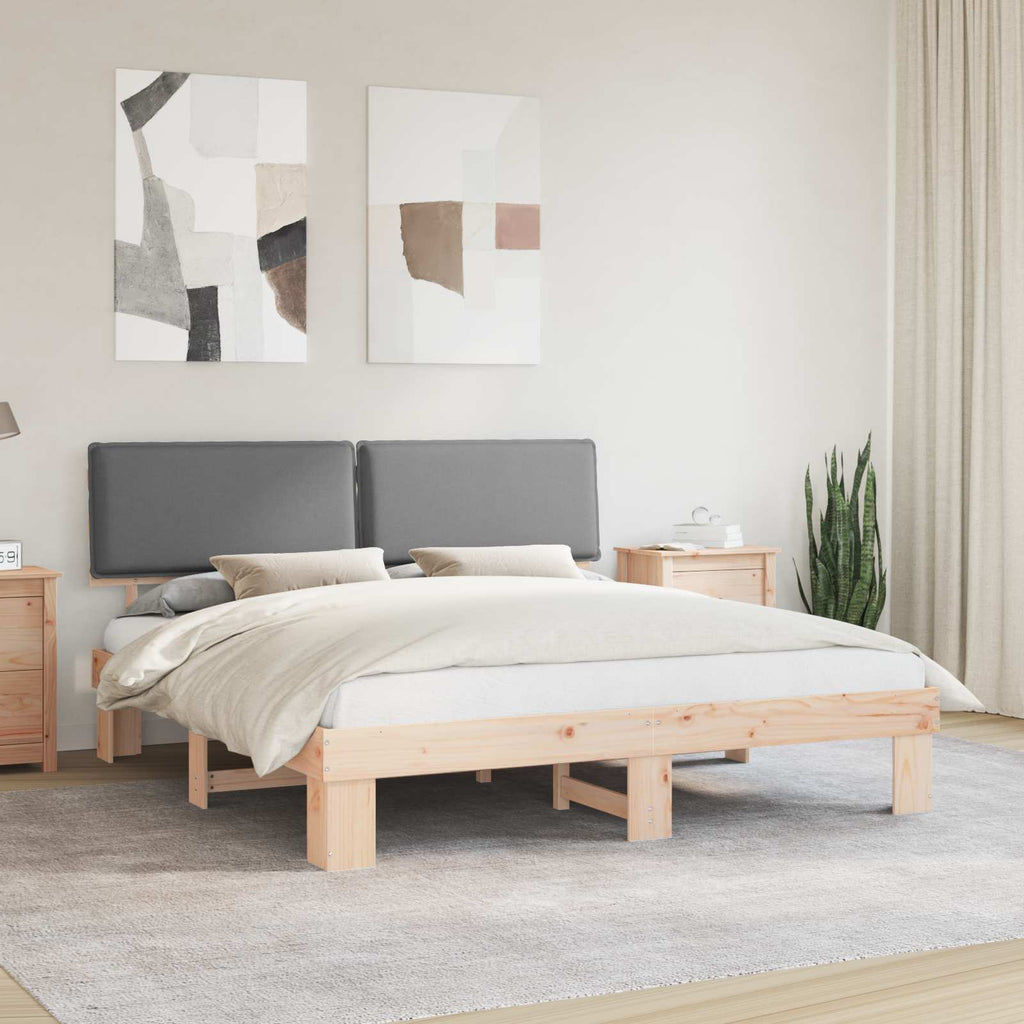 Estructura de Cama con Cabecera Tapizada Gris Claro