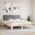 Estructura de Cama con Cabecera Tapizada Gris Claro