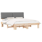 Estructura de Cama con Cabecera Tapizada Gris Claro