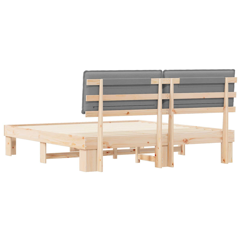 Estructura de Cama con Cabecera Tapizada Gris Claro