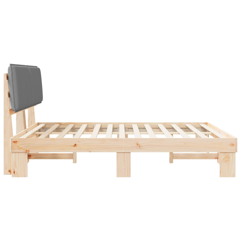 Estructura de Cama con Cabecera Tapizada Gris Claro
