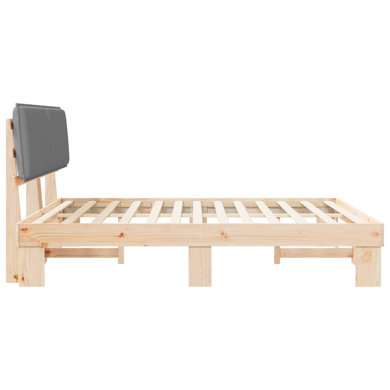 Estructura de Cama con Cabecera Tapizada Gris Claro