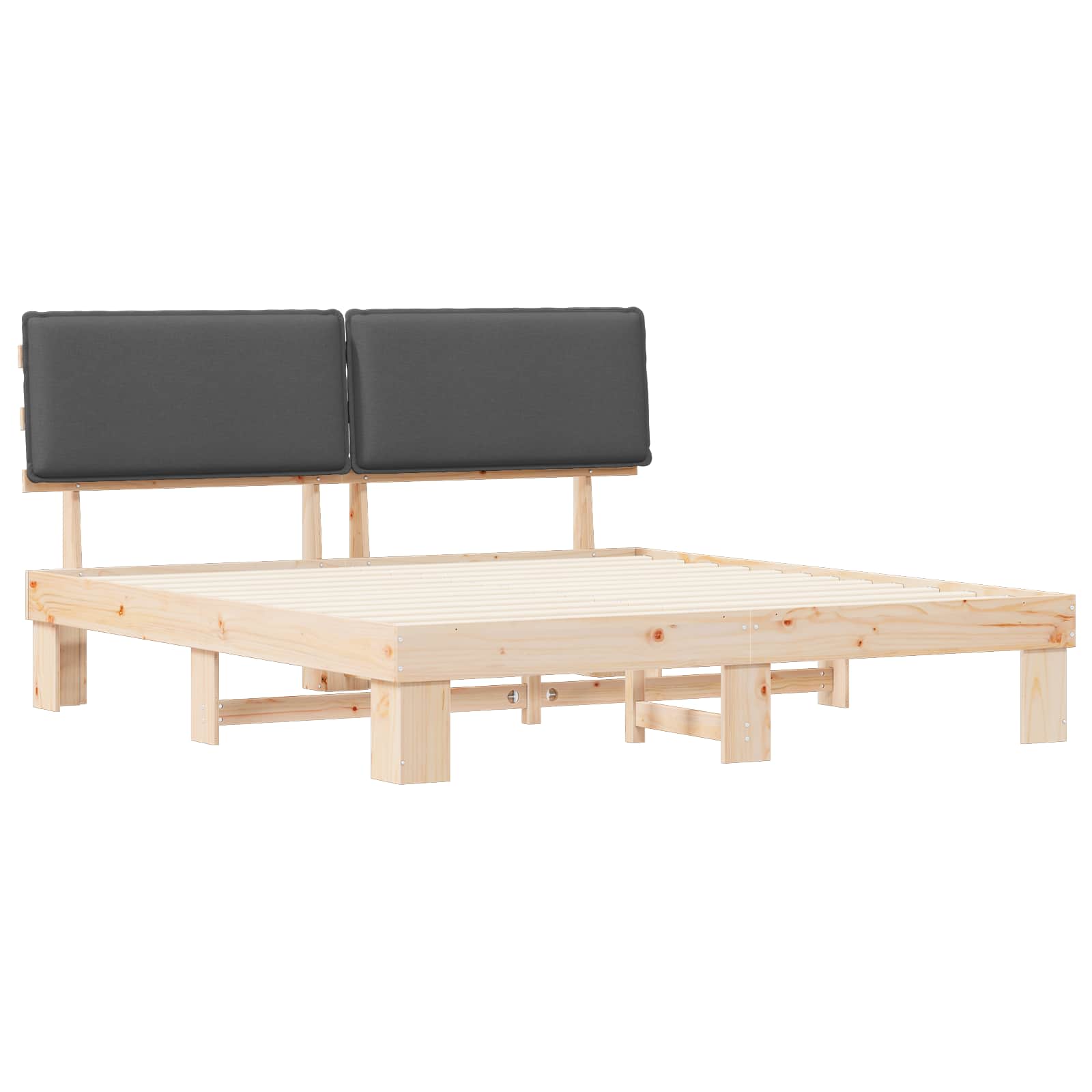 Estructura de Cama con Cabecera Tapizada Gris oscuro
