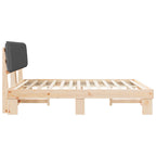 Estructura de Cama con Cabecera Tapizada Gris oscuro