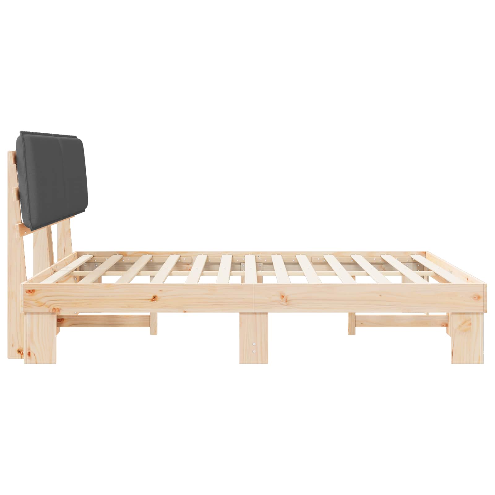 Estructura de Cama con Cabecera Tapizada Gris oscuro