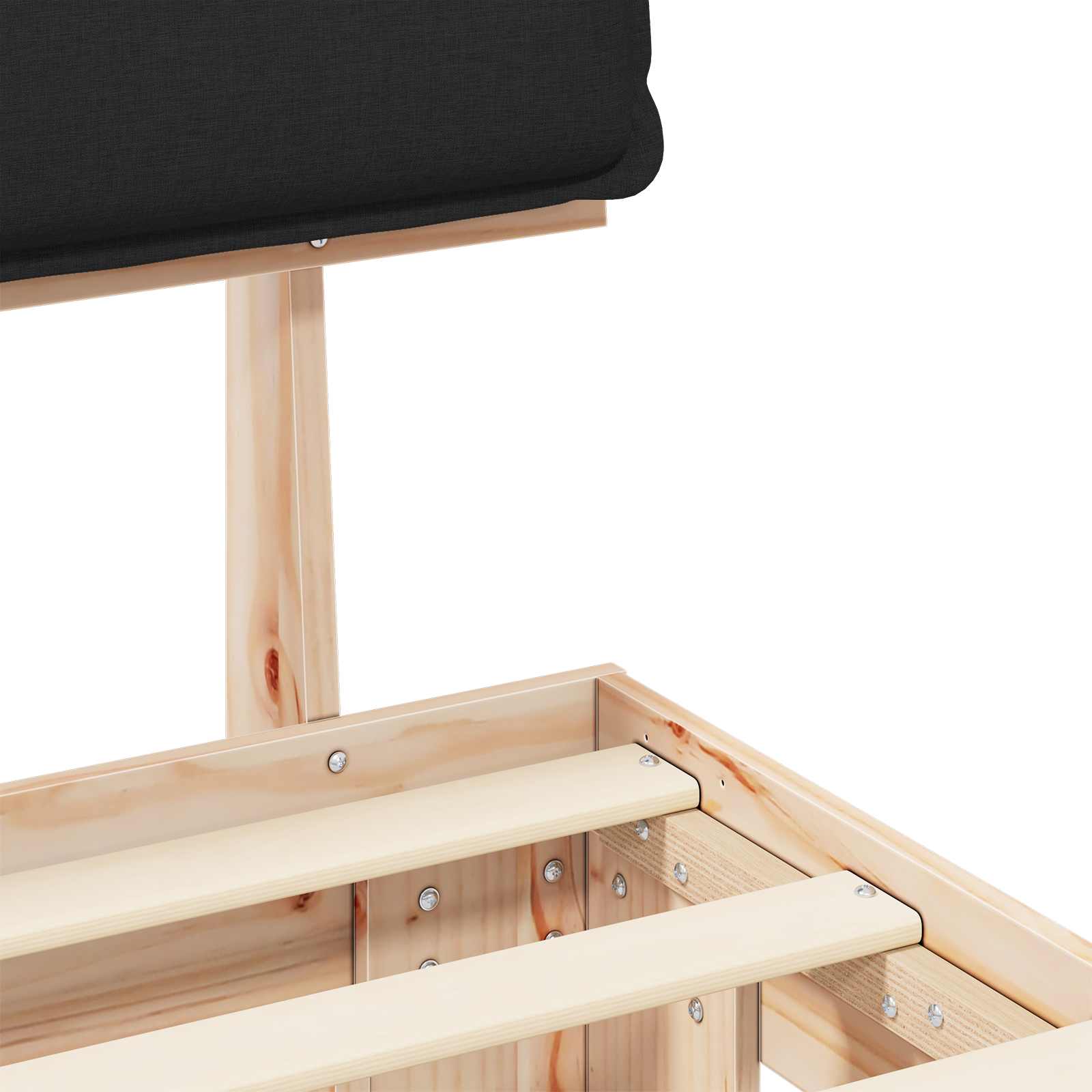 Estructura de Cama con Cabecera Tapizada Negro 200 x 200 cm