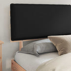 Estructura de Cama con Cabecera Tapizada Negro 200 x 200 cm