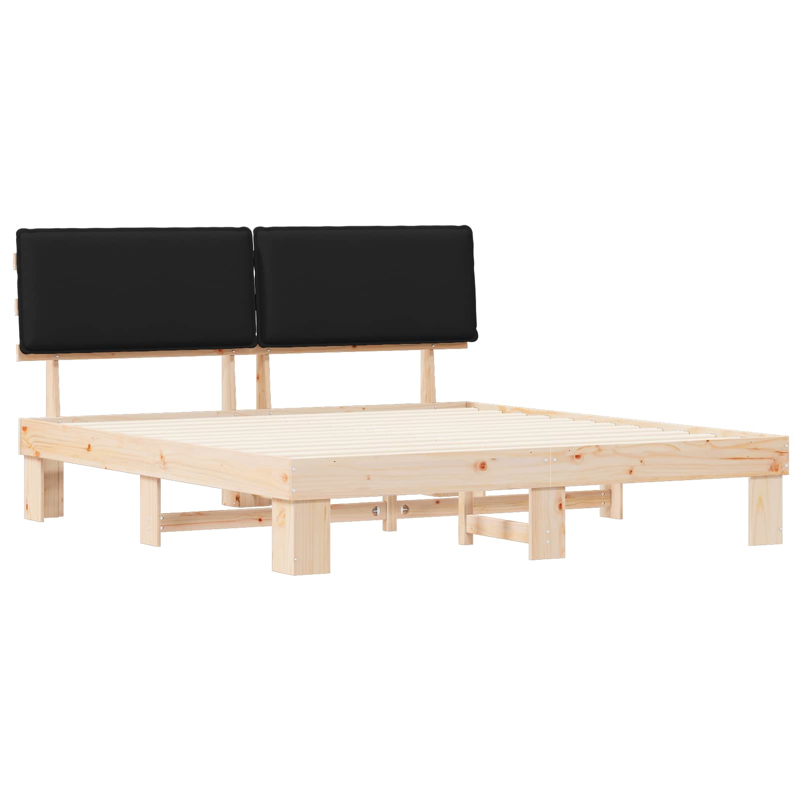 Estructura de Cama con Cabecera Tapizada Negro 200 x 200 cm