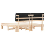 Estructura de Cama con Cabecera Tapizada Negro 200 x 200 cm