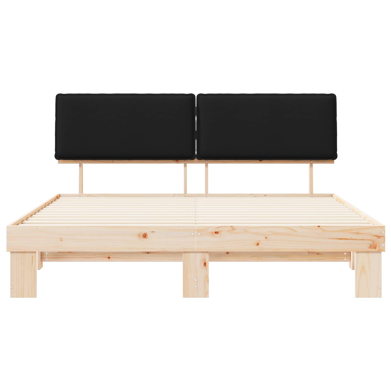 Estructura de Cama con Cabecera Tapizada Negro 200 x 200 cm