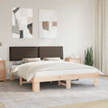 Estructura de Cama con Cabecera Tapizada Taupé 200 x 200 cm
