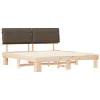 Estructura de Cama con Cabecera Tapizada Taupé 200 x 200 cm