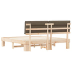 Estructura de Cama con Cabecera Tapizada Taupé 200 x 200 cm