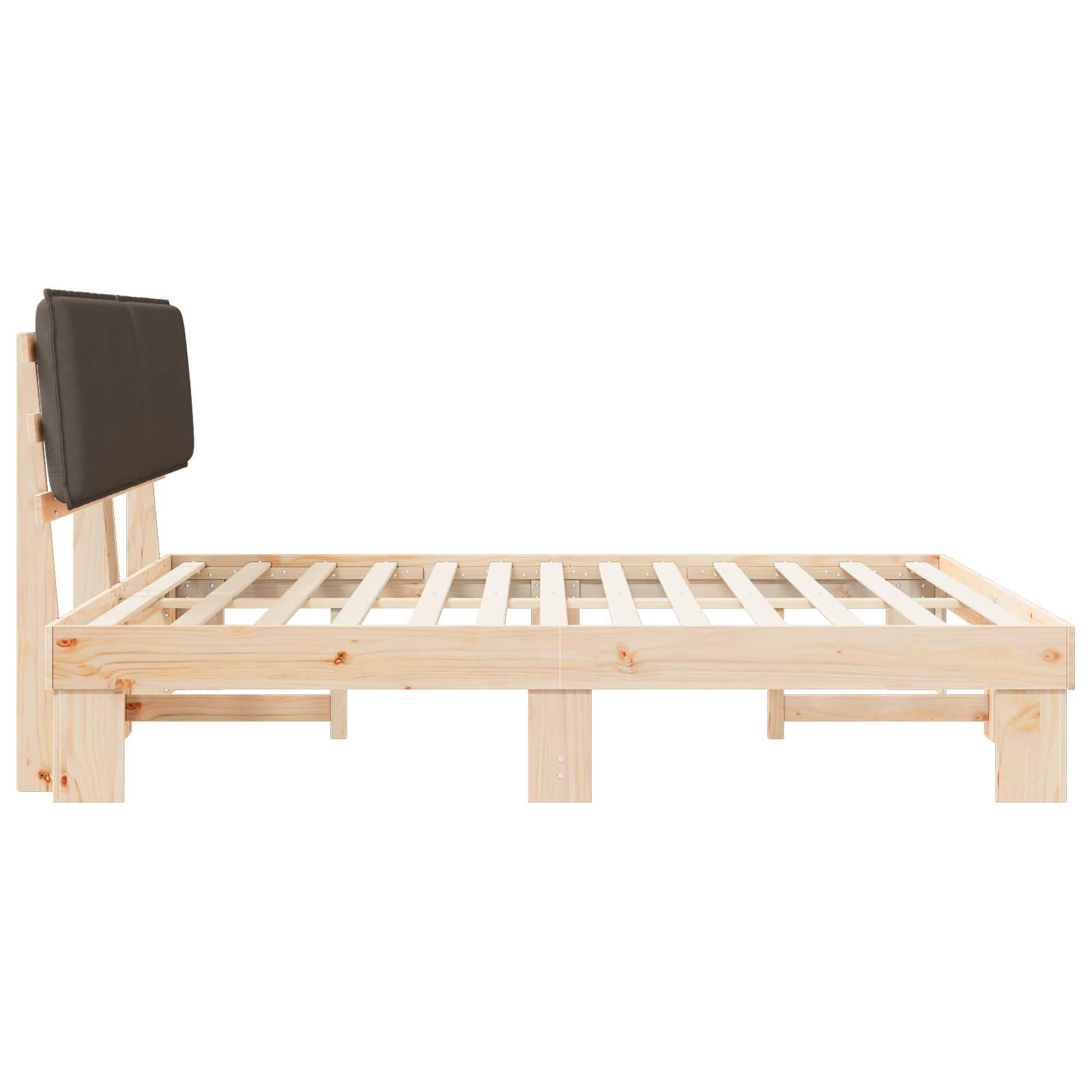 Estructura de Cama con Cabecera Tapizada Taupé 200 x 200 cm