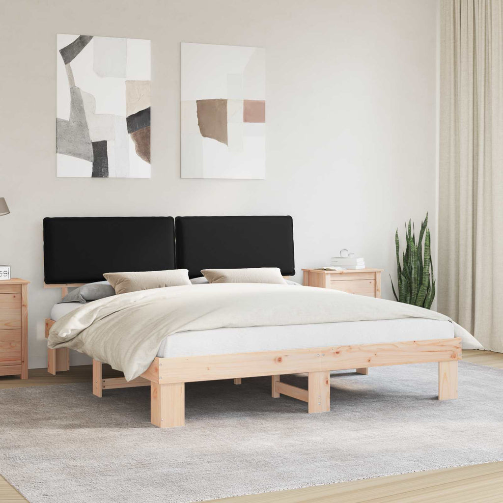 Estructura de Cama con Cabecera Tapizada Negro 180 x 200 cm