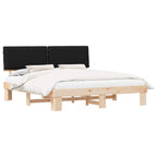 Estructura de Cama con Cabecera Tapizada Negro 180 x 200 cm