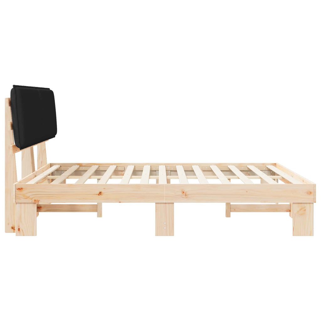 Estructura de Cama con Cabecera Tapizada Negro 180 x 200 cm