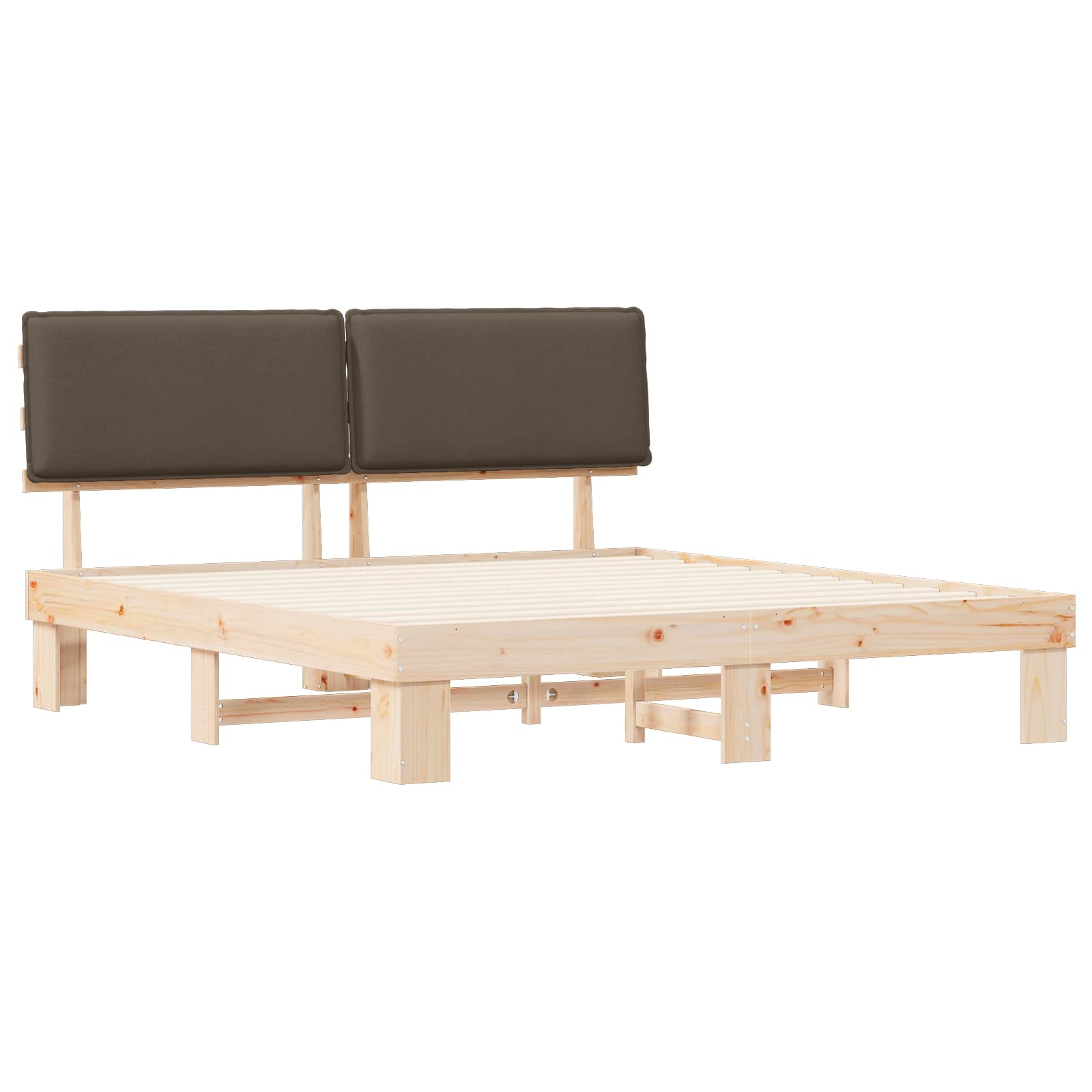 Estructura de Cama con Cabecera Tapizada Taupé 180 x 200 cm