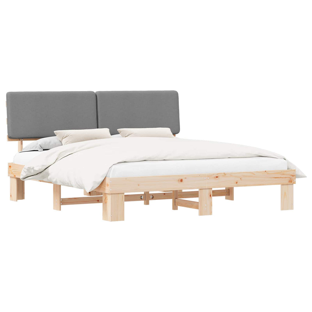 Estructura de Cama con Cabecera Tapizada Gris Claro