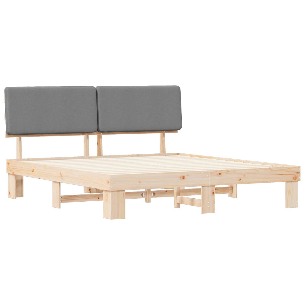 Estructura de Cama con Cabecera Tapizada Gris Claro