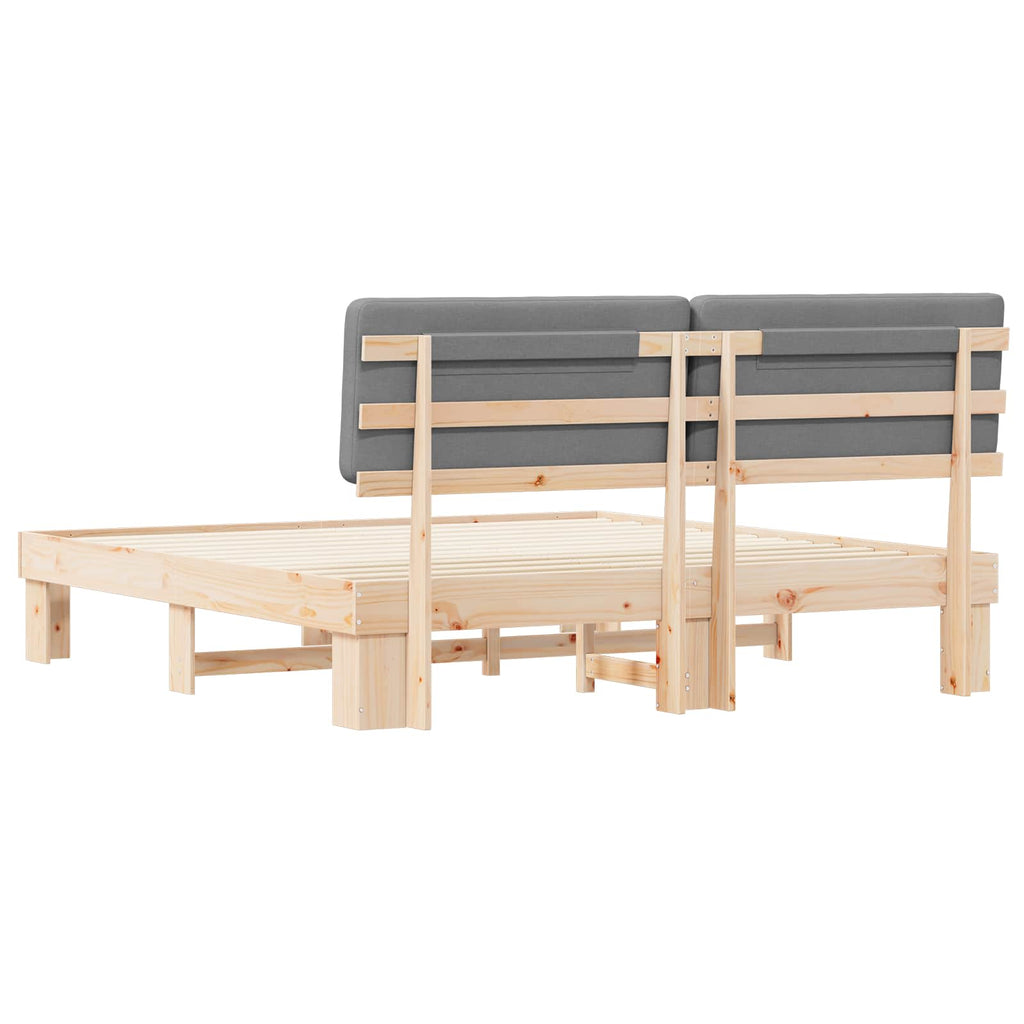 Estructura de Cama con Cabecera Tapizada Gris Claro
