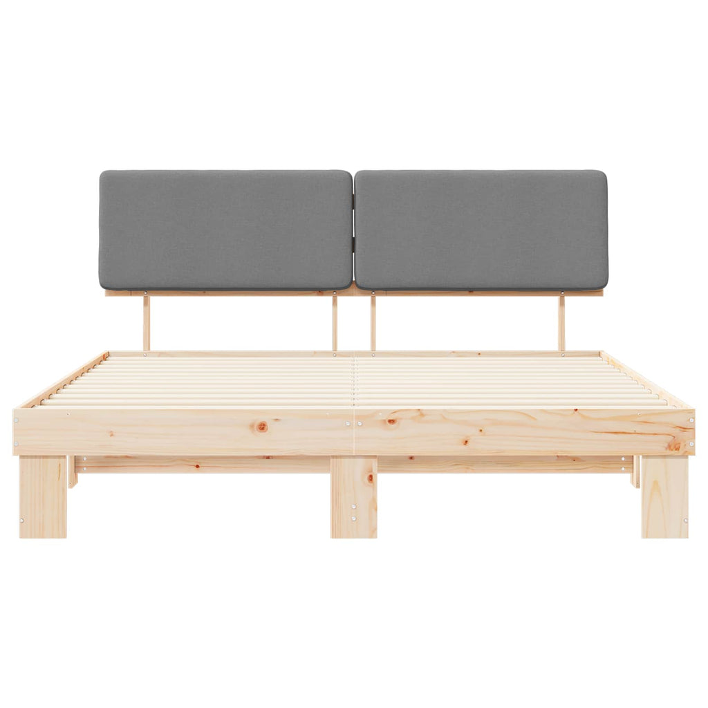 Estructura de Cama con Cabecera Tapizada Gris Claro