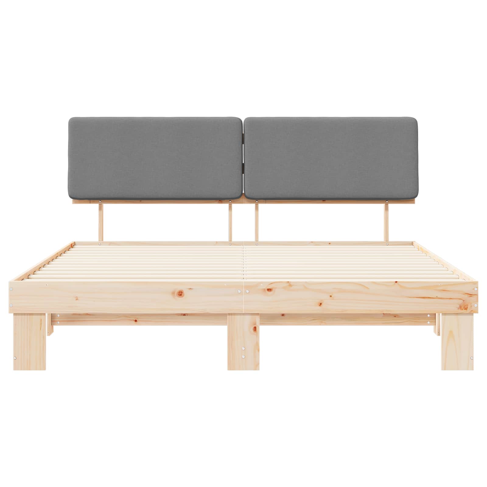 Estructura de Cama con Cabecera Tapizada Gris Claro