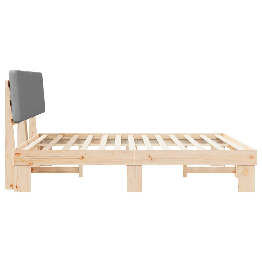 Estructura de Cama con Cabecera Tapizada Gris Claro