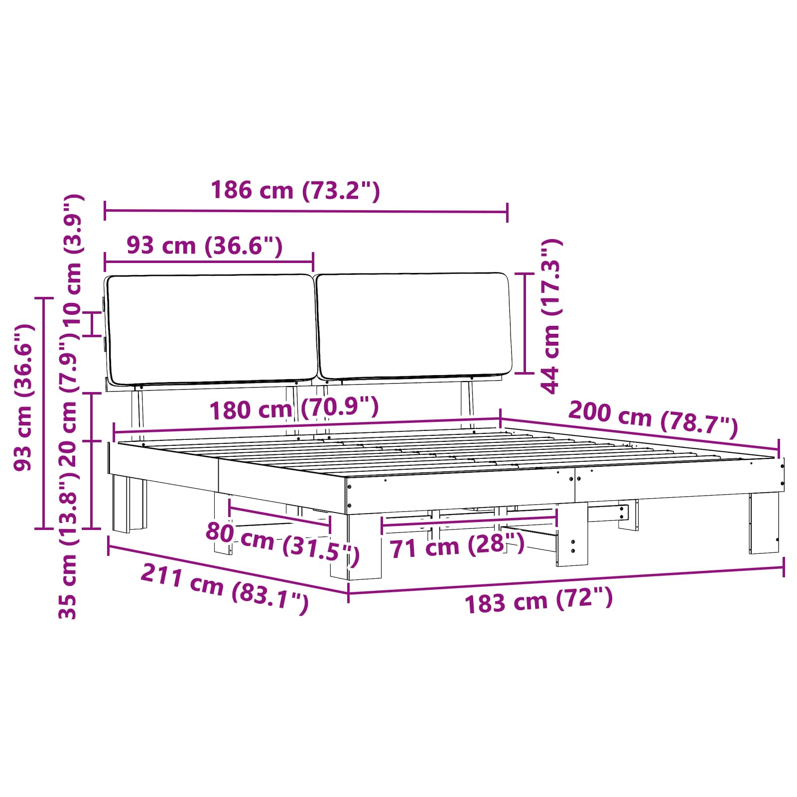 Estructura de Cama con Cabecera Tapizada Gris Claro