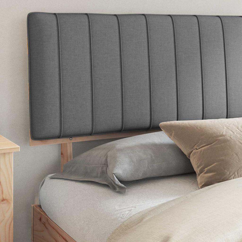 Estructura de Cama con Cabecera Tapizada Gris Claro