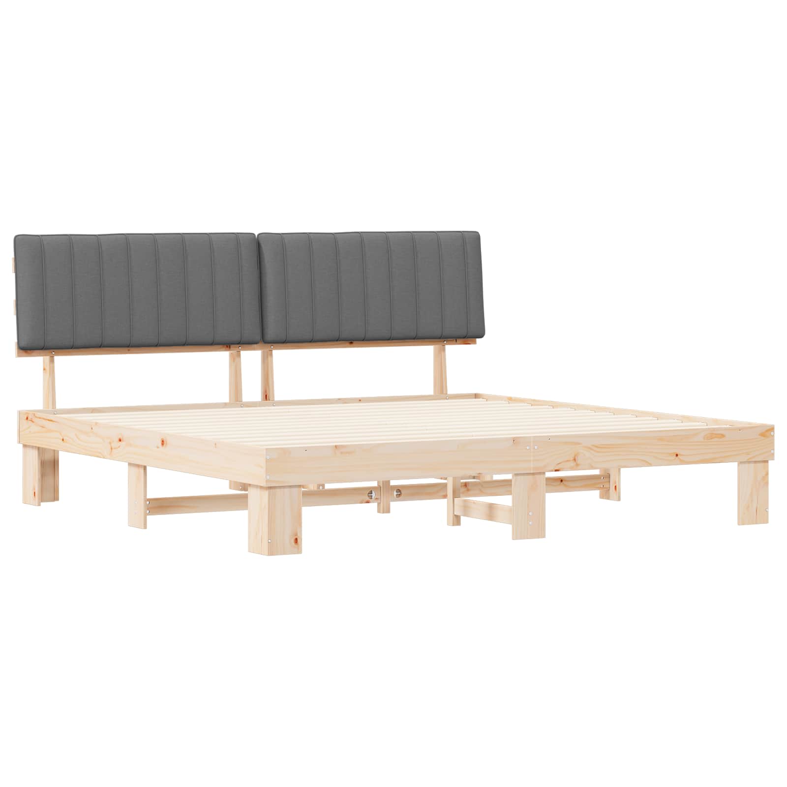 Estructura de Cama con Cabecera Tapizada Gris Claro