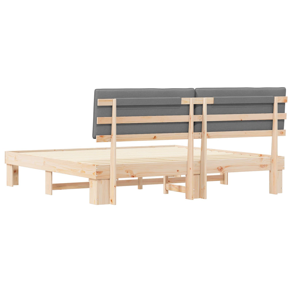 Estructura de Cama con Cabecera Tapizada Gris Claro