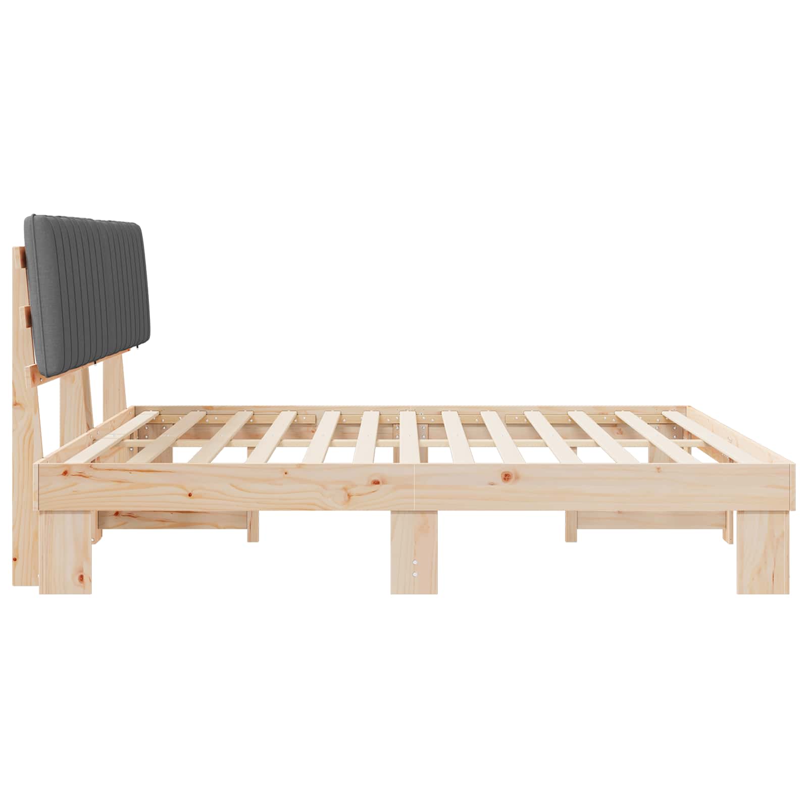 Estructura de Cama con Cabecera Tapizada Gris Claro
