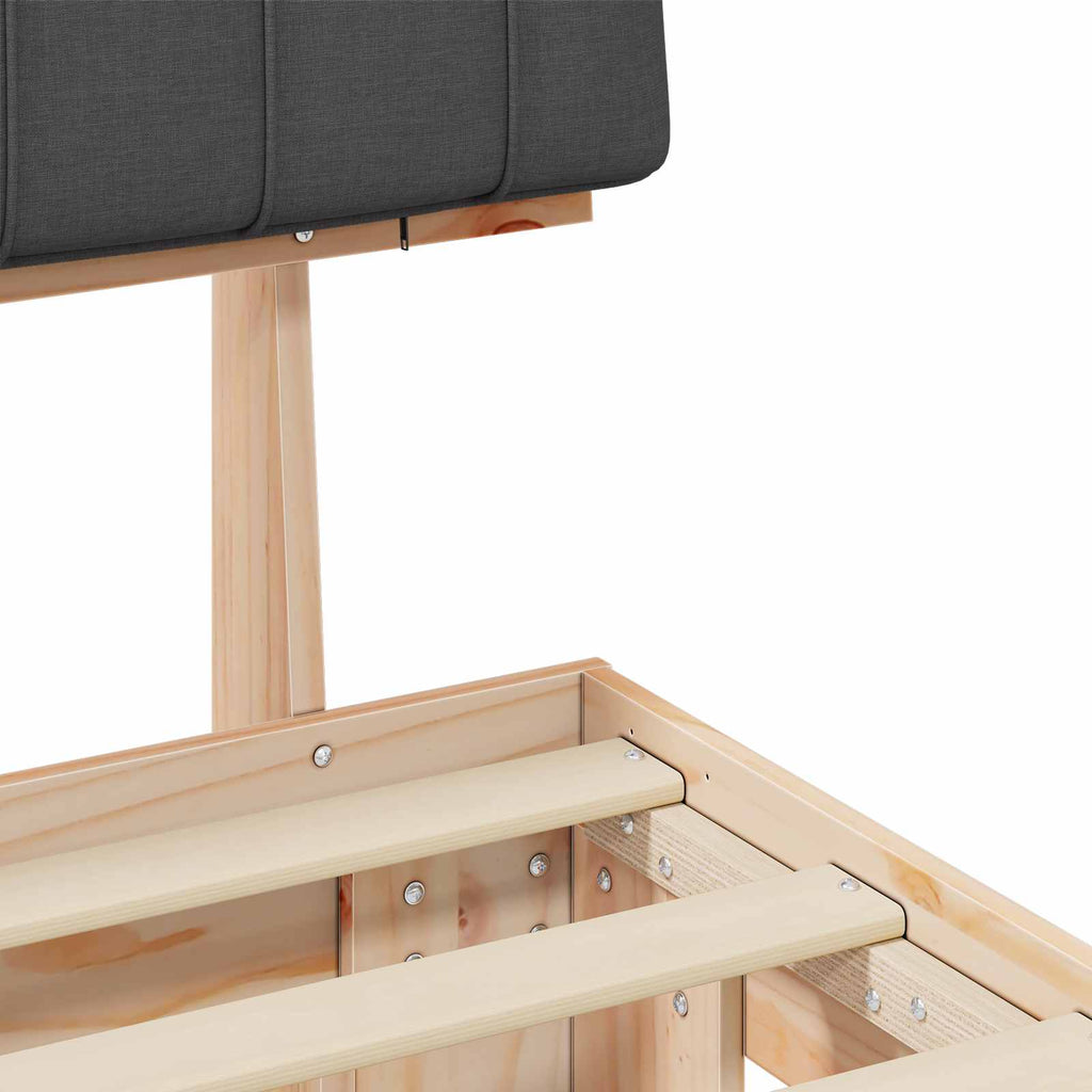 Estructura de Cama con Cabecera Tapizada Gris oscuro