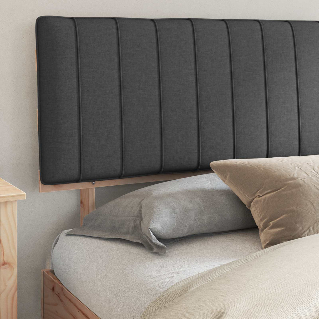Estructura de Cama con Cabecera Tapizada Gris oscuro