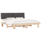 Estructura de Cama con Cabecera Tapizada Gris oscuro