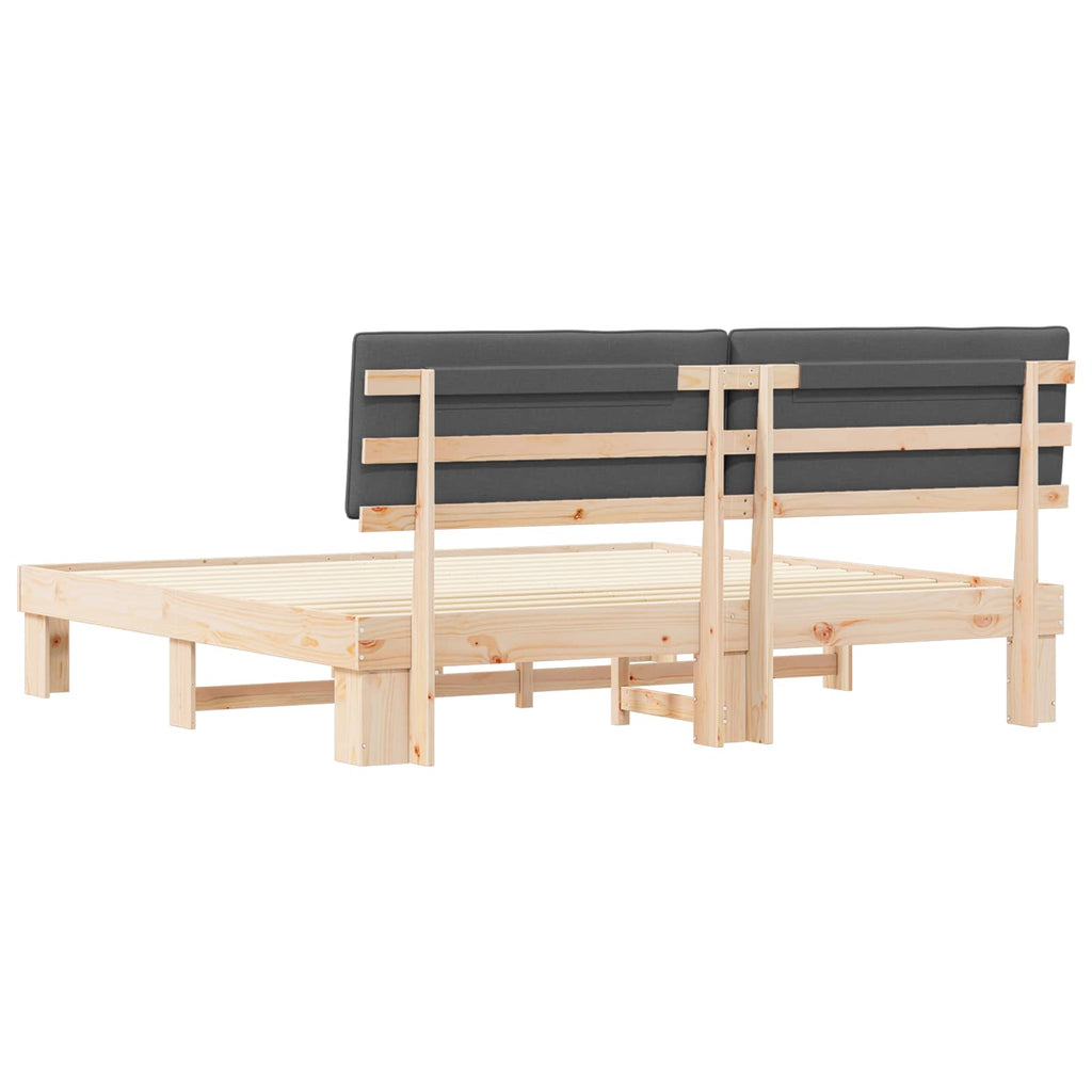 Estructura de Cama con Cabecera Tapizada Gris oscuro