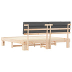 Estructura de Cama con Cabecera Tapizada Gris oscuro