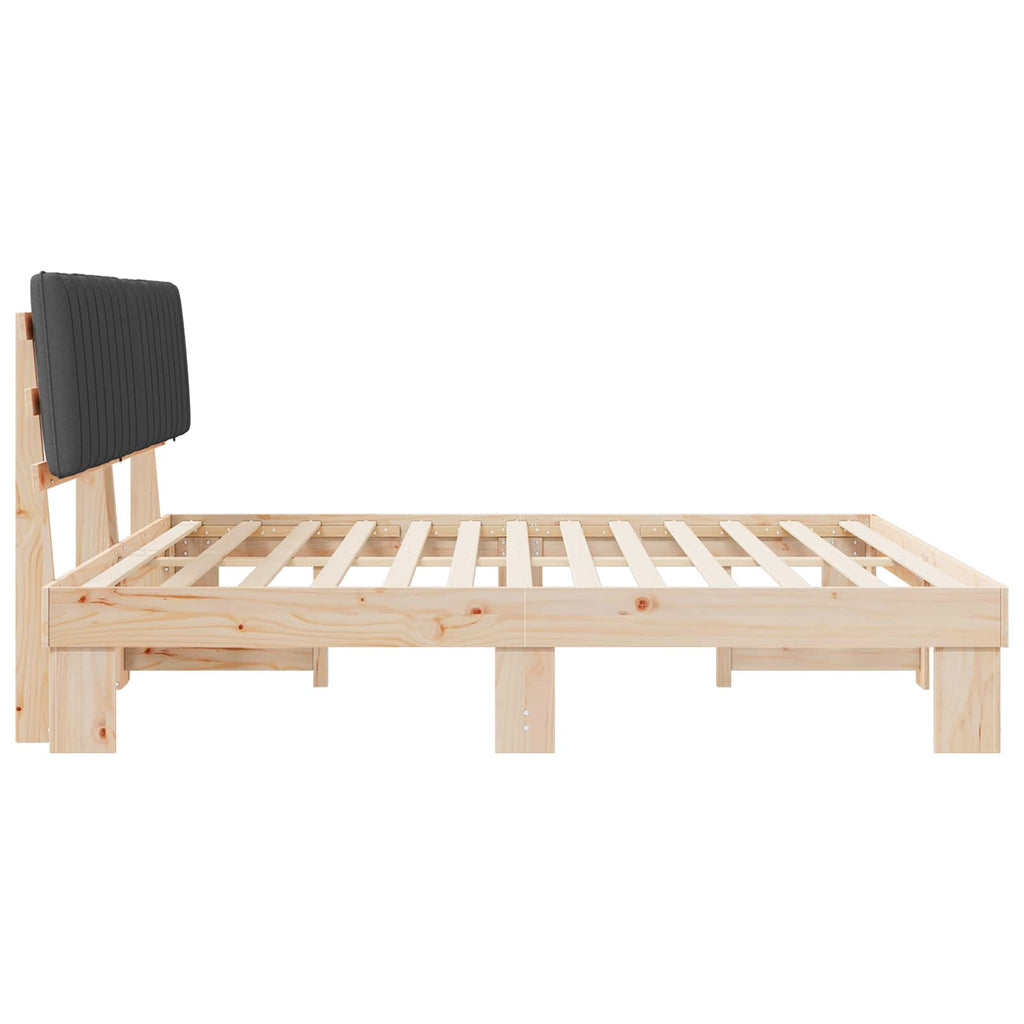 Estructura de Cama con Cabecera Tapizada Gris oscuro