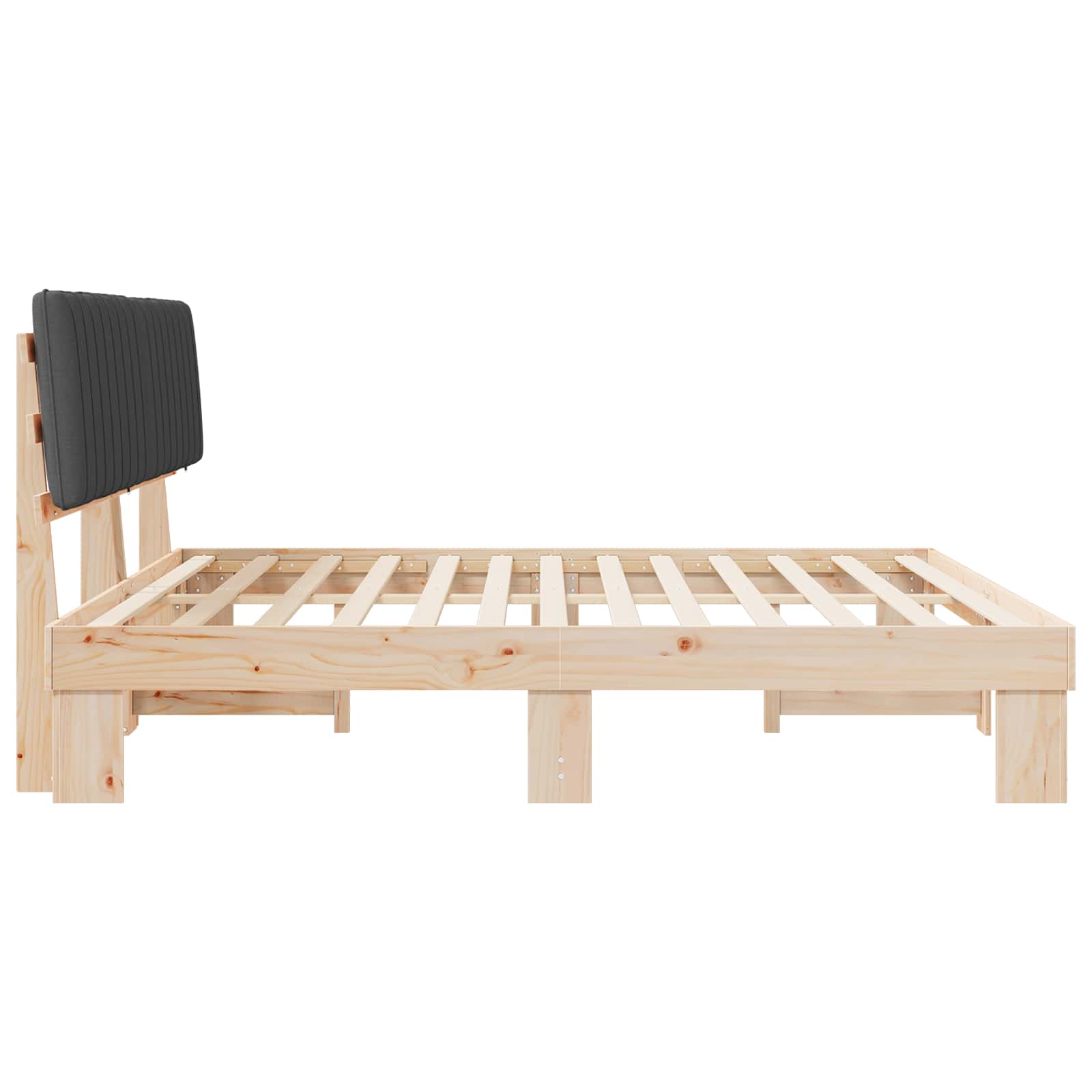 Estructura de Cama con Cabecera Tapizada Gris oscuro