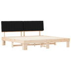 Estructura de Cama con Cabecera Tapizada Negro 200 x 200 cm