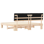 Estructura de Cama con Cabecera Tapizada Negro 200 x 200 cm