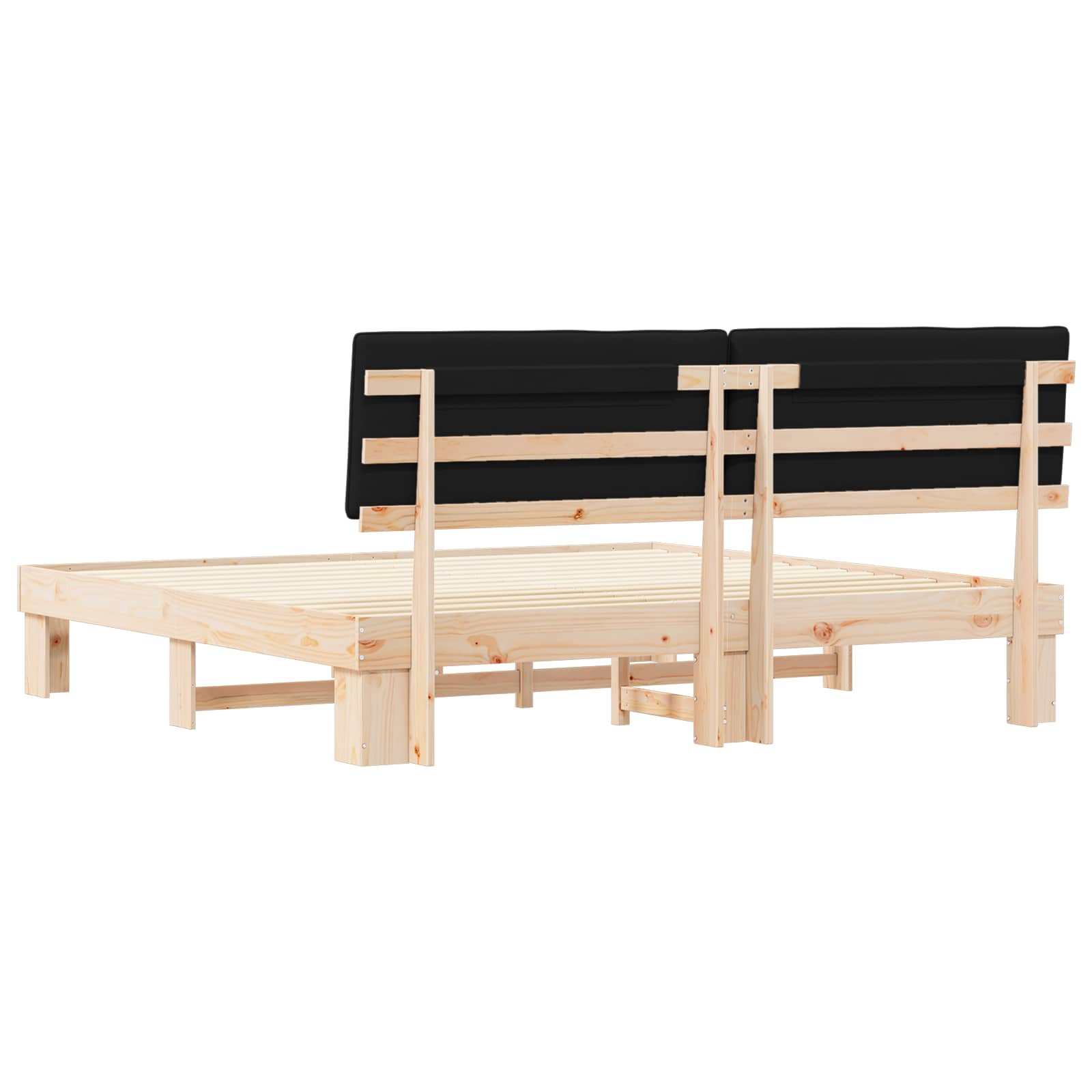 Estructura de Cama con Cabecera Tapizada Negro 200 x 200 cm