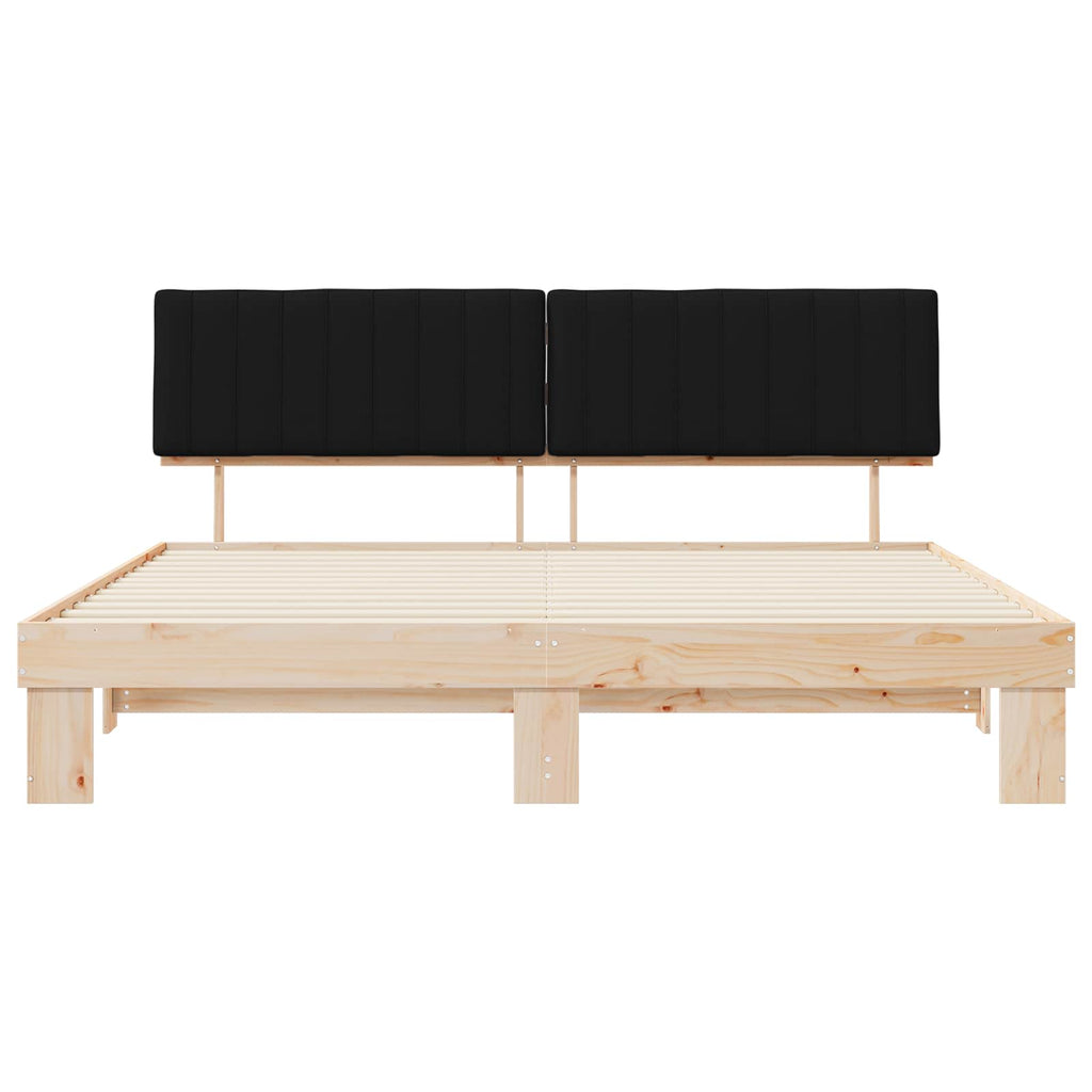 Estructura de Cama con Cabecera Tapizada Negro 200 x 200 cm
