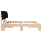 Estructura de Cama con Cabecera Tapizada Negro 200 x 200 cm