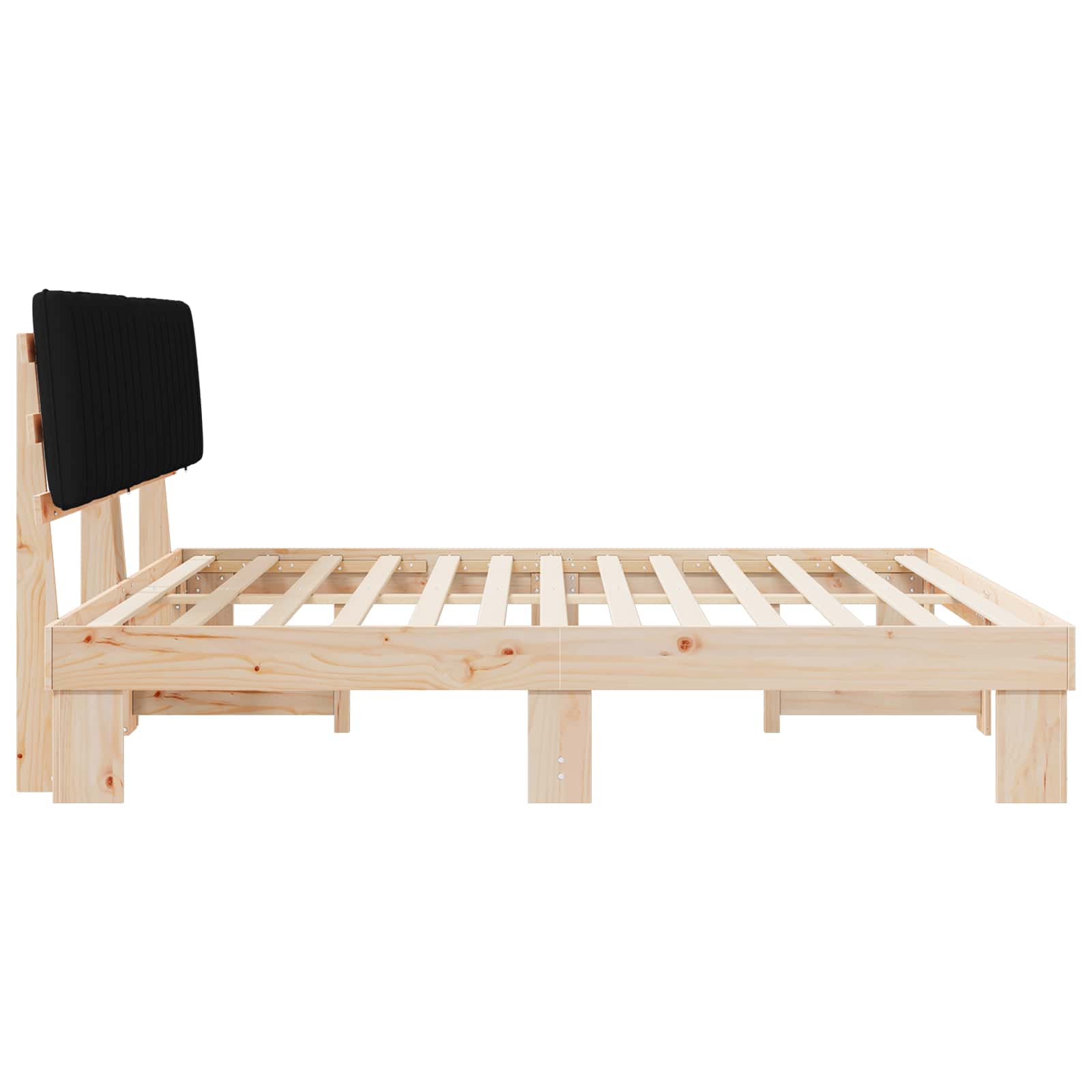 Estructura de Cama con Cabecera Tapizada Negro 200 x 200 cm