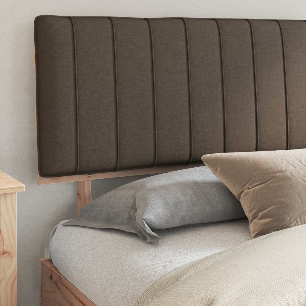 Estructura de Cama con Cabecera Tapizada Taupé 200 x 200 cm
