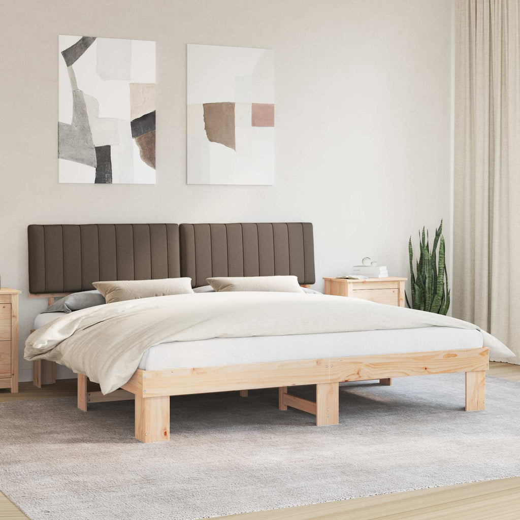 Estructura de Cama con Cabecera Tapizada Taupé 200 x 200 cm